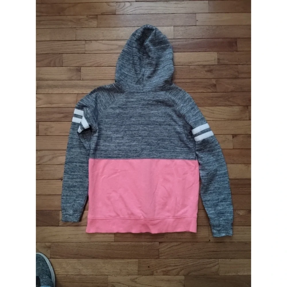 Justice Girls Large 12/14 Hooded Full Zip Sweatshirt Gray Orange